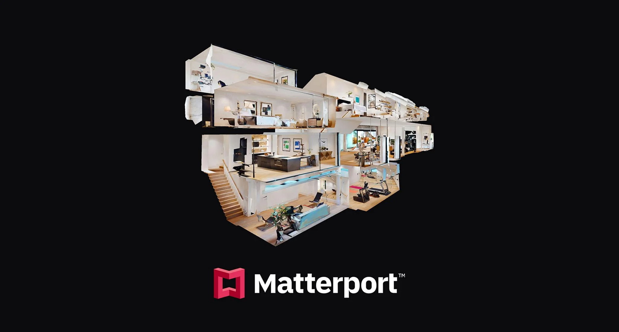 Matterport dollhouse view of a two-story home